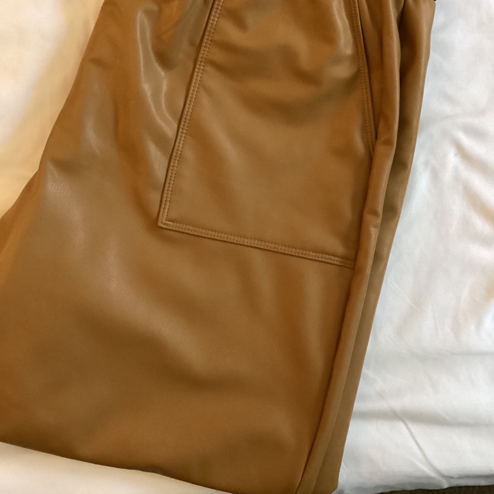 Express Faux leather jogger pants brown color size medium